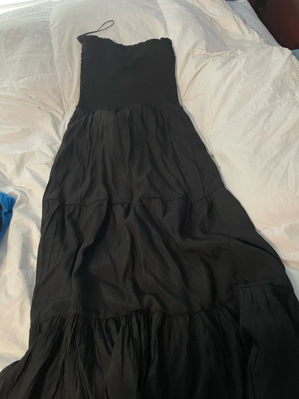 Black Strapless Smocked Maxi Dress - Women